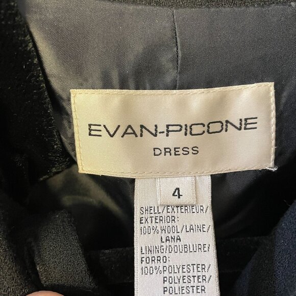 Vintage Evan Picone Dark Academia VELVET TRIM Wool Dress 4 Minimalist Classic - Picture 10 of 11